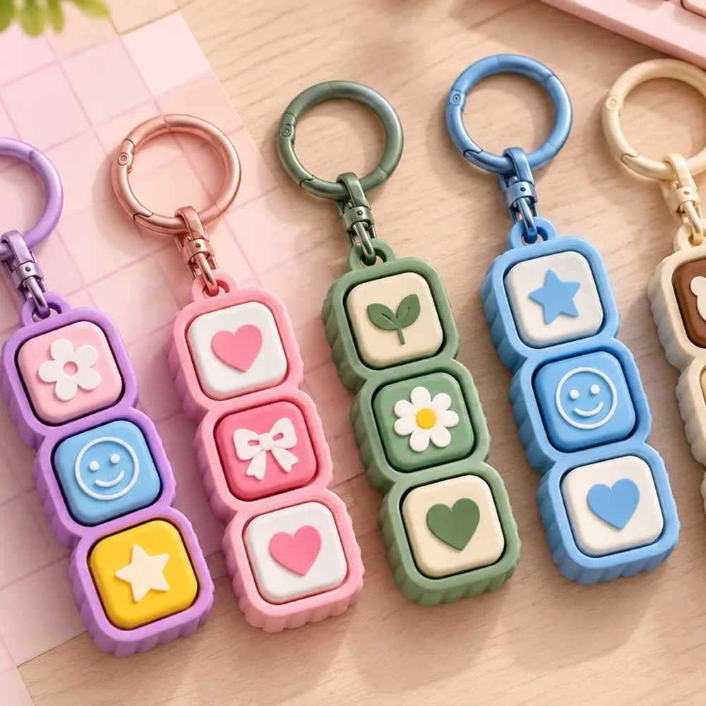 Pastel 3D printed shape clickers with icons